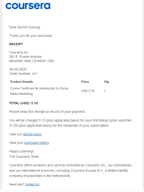 coursera course dollar card nepal